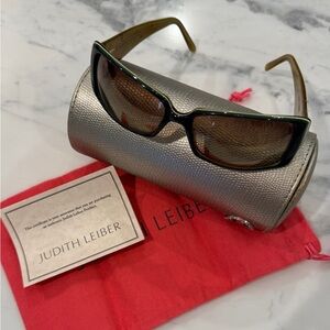 Judith Leiber Dark Green sunglasses with crystal embellishments.  Never worn.